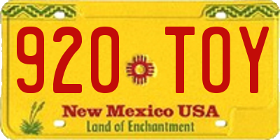 NM license plate 920TOY