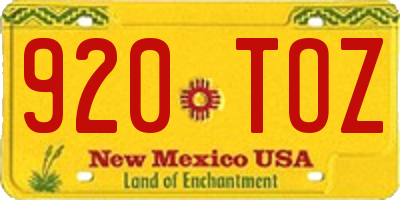 NM license plate 920TOZ