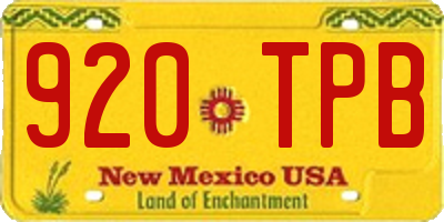 NM license plate 920TPB