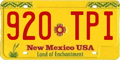 NM license plate 920TPI