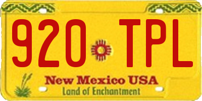 NM license plate 920TPL