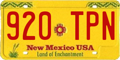 NM license plate 920TPN