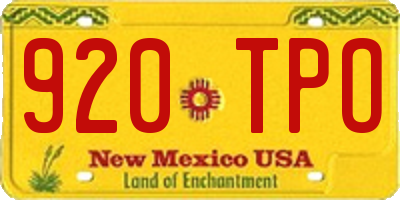 NM license plate 920TPO