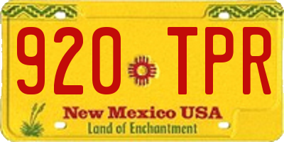 NM license plate 920TPR