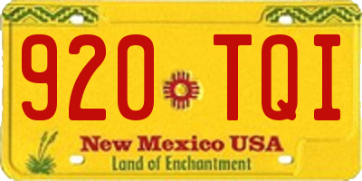 NM license plate 920TQI