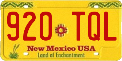 NM license plate 920TQL
