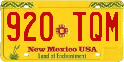 NM license plate 920TQM