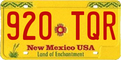 NM license plate 920TQR