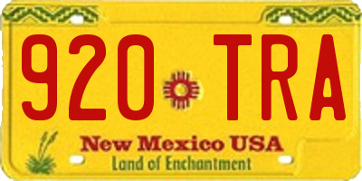 NM license plate 920TRA
