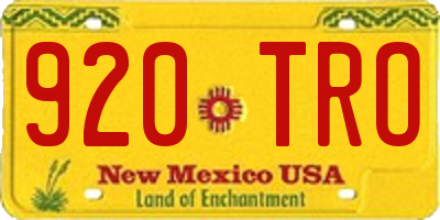 NM license plate 920TRO