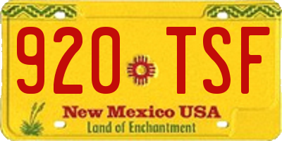 NM license plate 920TSF