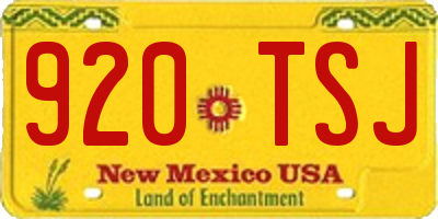 NM license plate 920TSJ