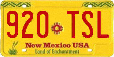 NM license plate 920TSL
