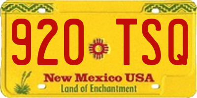 NM license plate 920TSQ
