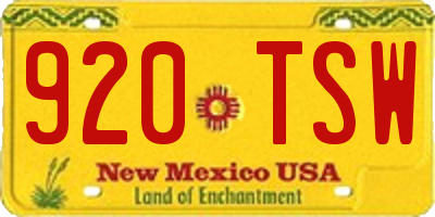 NM license plate 920TSW