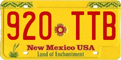 NM license plate 920TTB