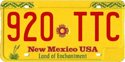 NM license plate 920TTC