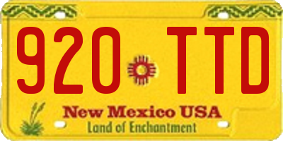 NM license plate 920TTD