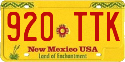 NM license plate 920TTK