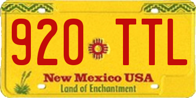 NM license plate 920TTL