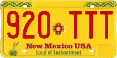 NM license plate 920TTT