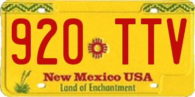 NM license plate 920TTV