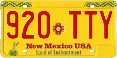 NM license plate 920TTY