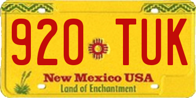NM license plate 920TUK