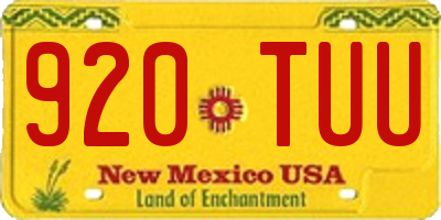 NM license plate 920TUU