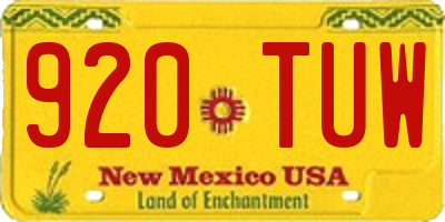 NM license plate 920TUW