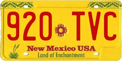 NM license plate 920TVC