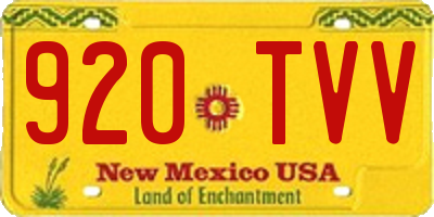 NM license plate 920TVV