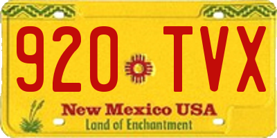 NM license plate 920TVX
