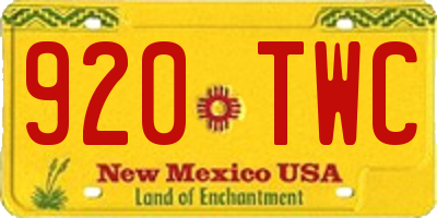 NM license plate 920TWC