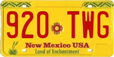 NM license plate 920TWG