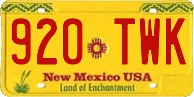 NM license plate 920TWK