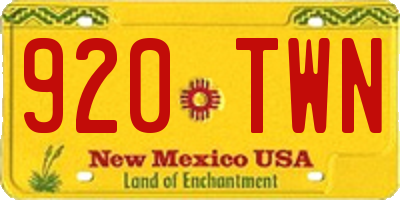 NM license plate 920TWN