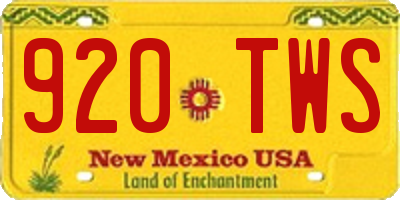 NM license plate 920TWS