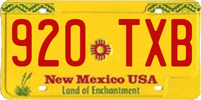 NM license plate 920TXB