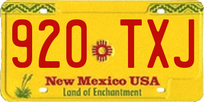 NM license plate 920TXJ