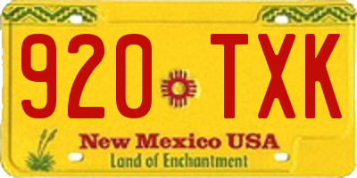 NM license plate 920TXK