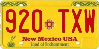 NM license plate 920TXW