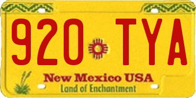 NM license plate 920TYA