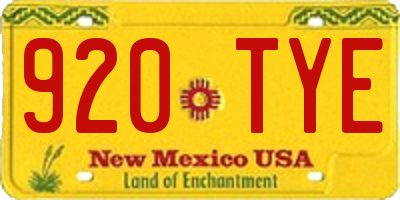 NM license plate 920TYE