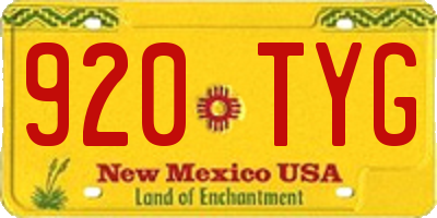 NM license plate 920TYG