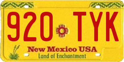 NM license plate 920TYK