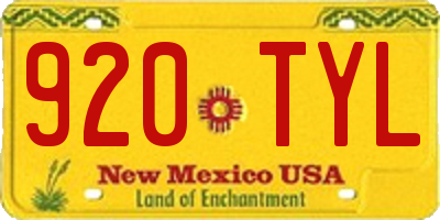 NM license plate 920TYL