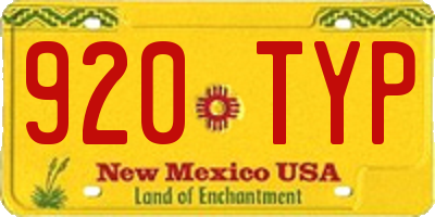 NM license plate 920TYP