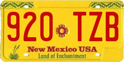 NM license plate 920TZB