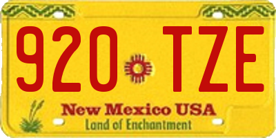 NM license plate 920TZE